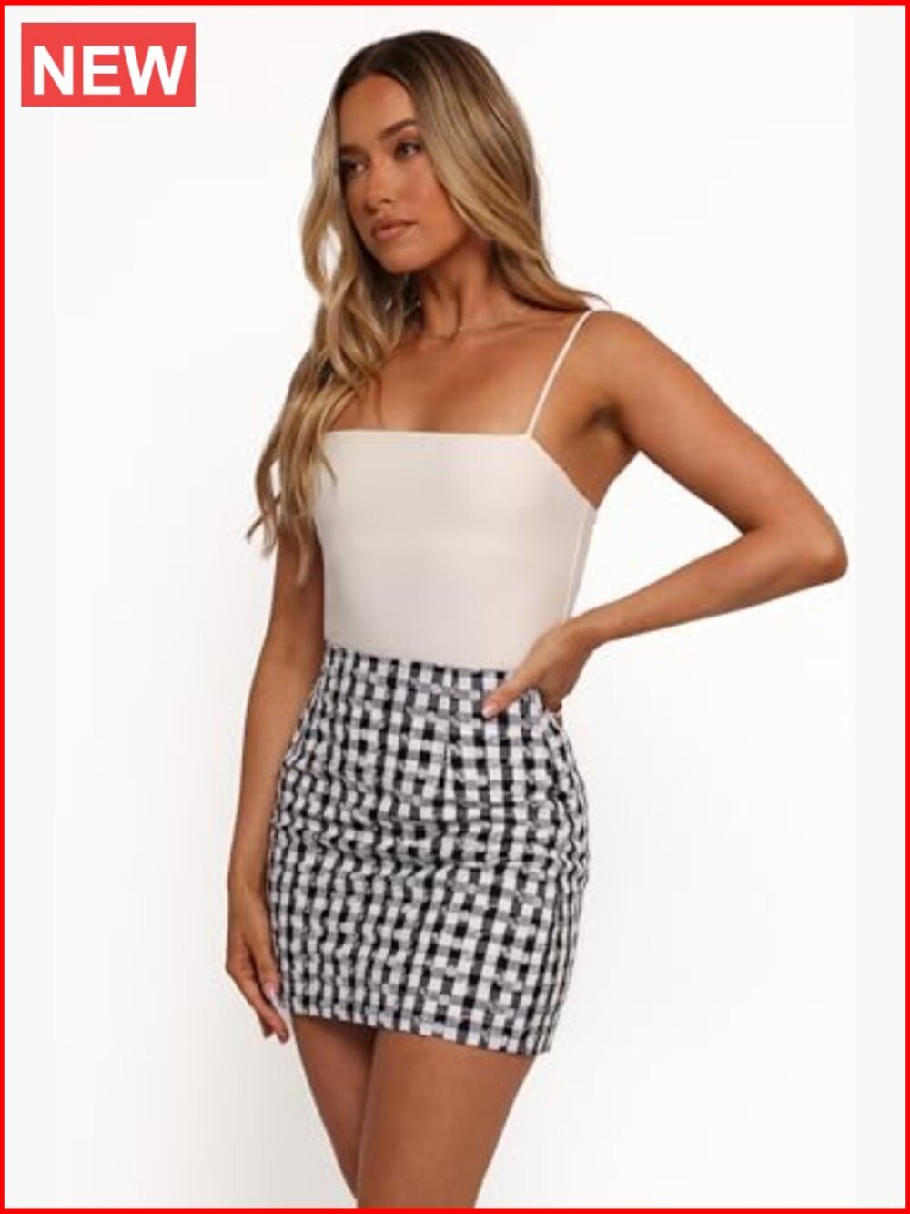 Mini Skirt with Gingham Print and Floral Embroidery - Picture 3 of 6